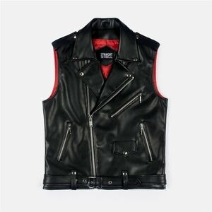 Black and Red Performance Jacket with Adjustable Belt